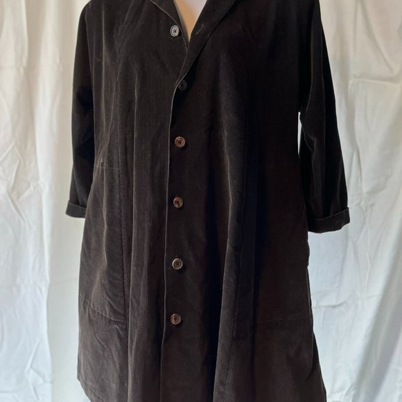 Eskandar High-end Black Oversize Corduroy Coat - Picture 5 of 10